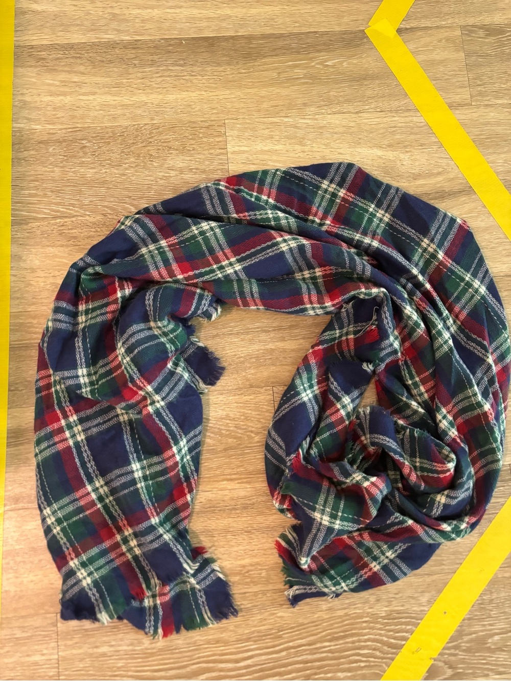 Look Plaid Tartan Scarf Wool Blend Cozy Preppy Fall Winter Frayed Edge Blanket